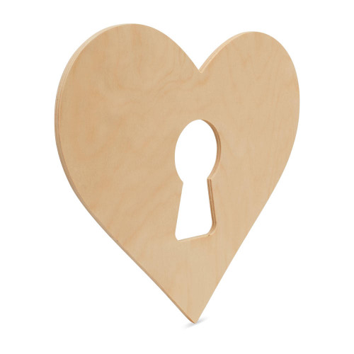 Woodpeckers Wooden Heart with Keyhole Cutout, 12" x 10.5" 