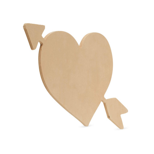 Woodpeckers Wooden Cupid Heart Cutout, 12" x 9.5" 