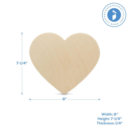 Woodpeckers Wooden Heart Cutout, 8" x 1/4" 