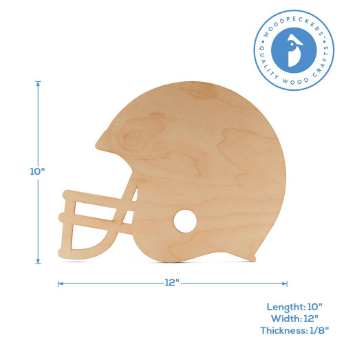 Woodpeckers Crafts Wood Football Helmet Cutout, 12” 