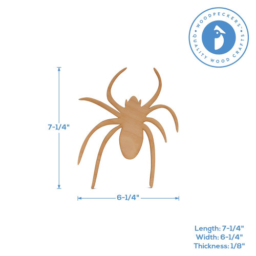 Woodpeckers Crafts Wood Spider Cutout, 8” 