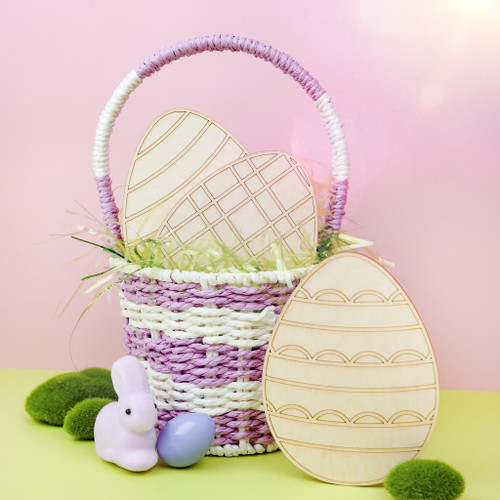 Woodpeckers Crafts Easter Egg with Plaid Etched Pattern 