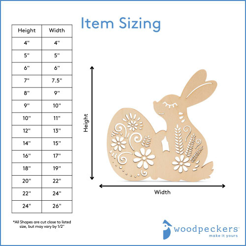 Woodpeckers Crafts Bunny Holding an Egg Cutout (with Laser Cut Flower Detail) 