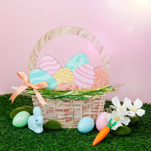 Woodpeckers Crafts Basket Full of Easter Eggs Cutout 