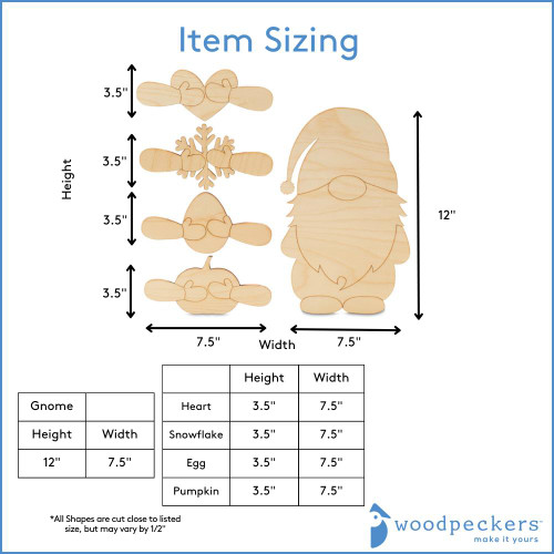 Woodpeckers Crafts Interchangeable Seasonal Gnome Cutout  