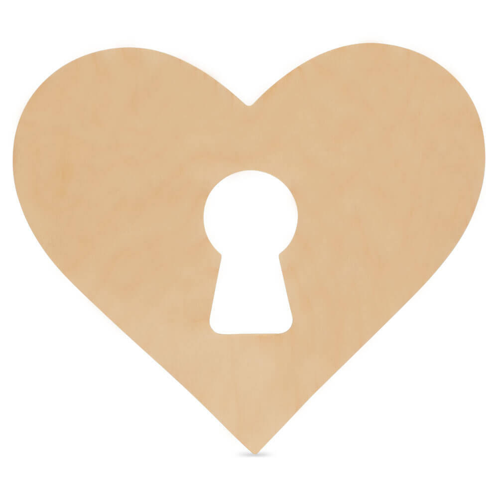 12ct Woodpeckers Crafts, DIY Unfinished Wood 8 Heart with Keyhole Cutout, Pack of 12 Natural