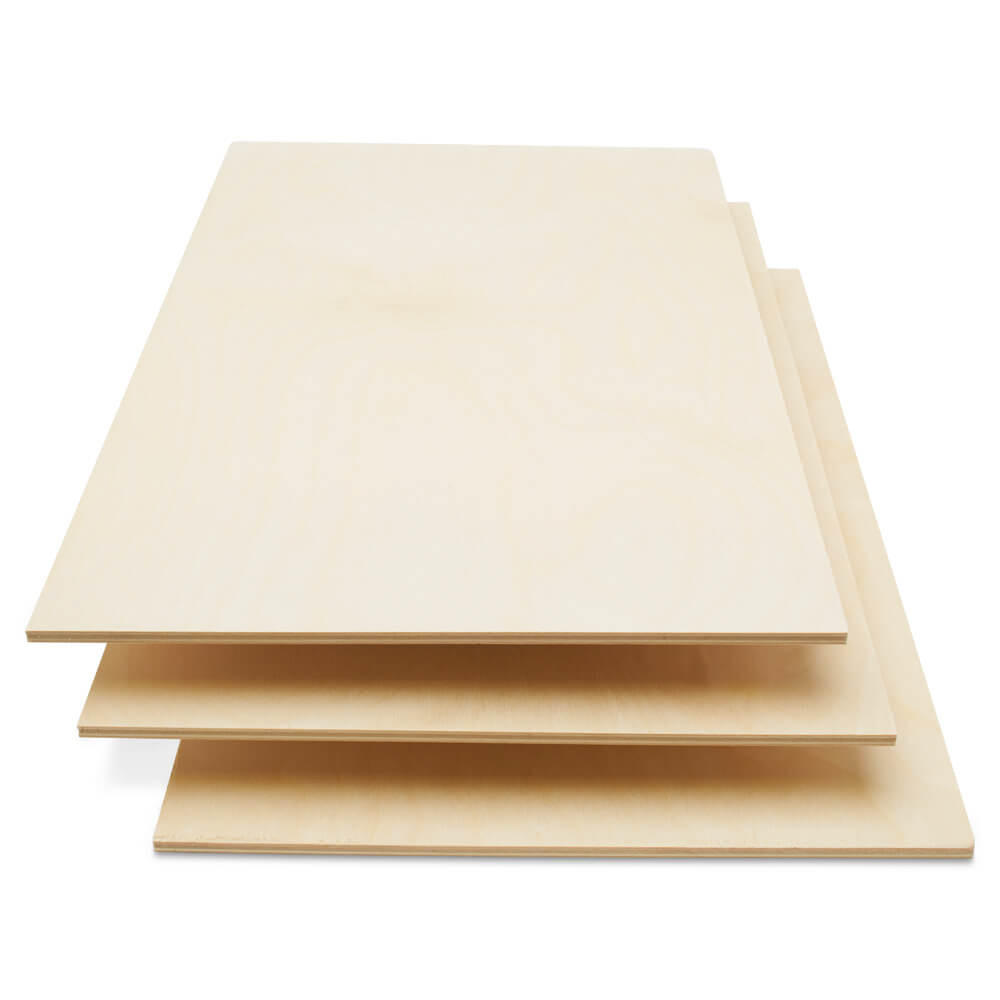 Baltic Birch Plywood, 12 x 20 Inch, B/BB Grade Sheets, 1/4 or 1/8