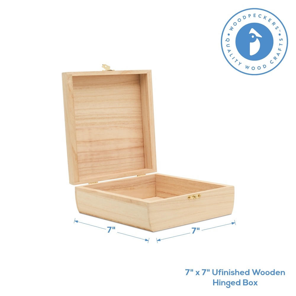 Large Unfinished Small Wood Hinged Jewelry Box with Lid - China Unfinished  Wood Box and Large Unfinished Wood Box price