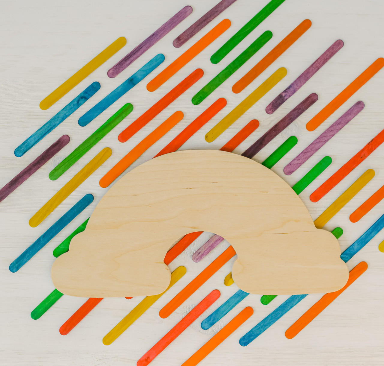 Rainbow DIY, Unfinished Wooden Cutout Craft, Paint by Line