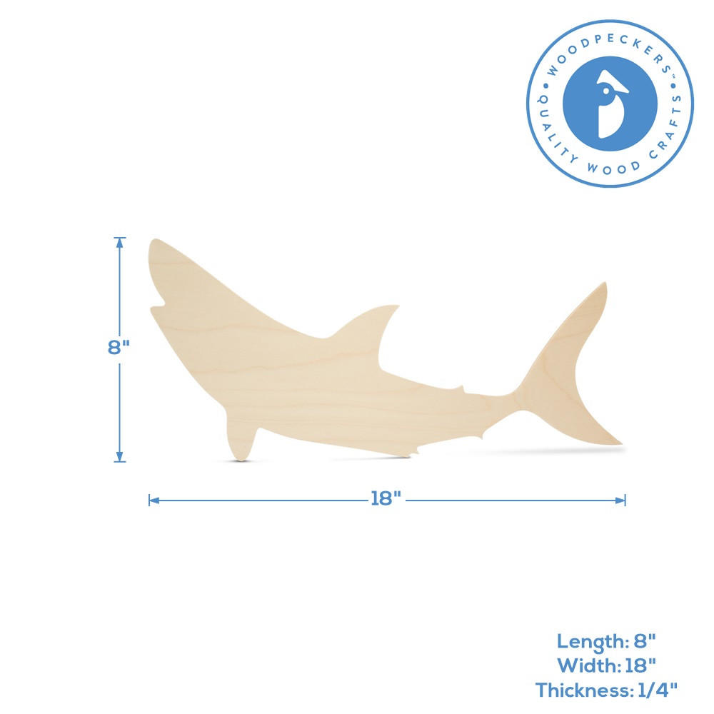 Wholesale Shark Shape Unfinished Wood Cutouts 