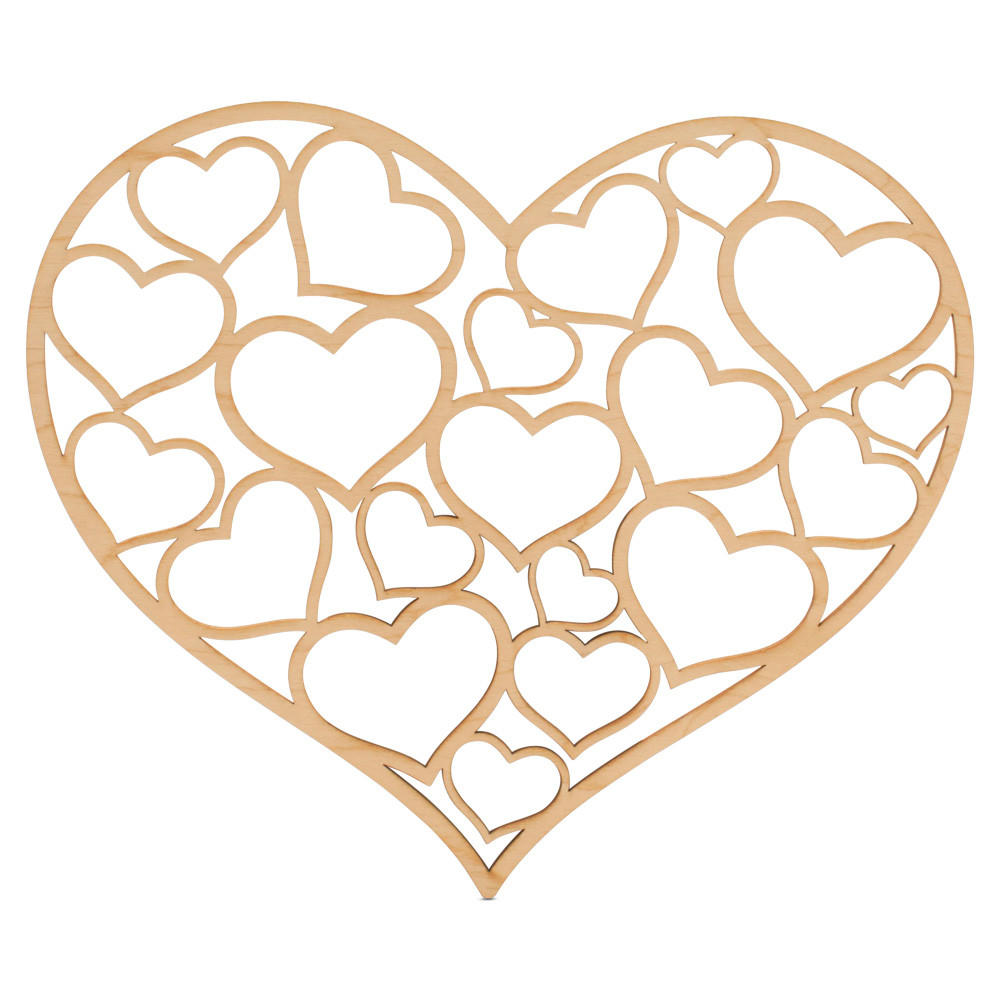 Detailed Wood Heart Cutouts, 1/8” Thick