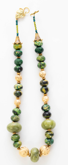 Chrysocolla & Moroccan Berber Amber Necklace Set  