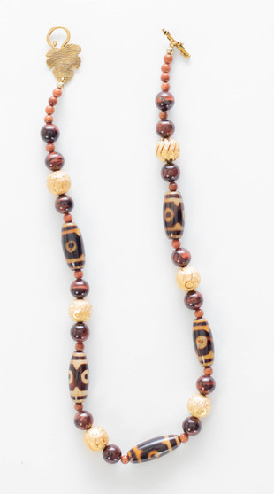 Tibetan Agate & Red Tiger's Eye Necklace Set 