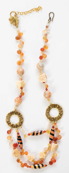 Orange Tibetan Agate Necklace Set 