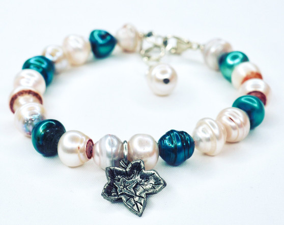 Pink & Green Freshwater Pearl Bracelet 