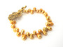 Gold Freshwater Pearl Bracelet w/ Leaf Clasp