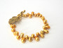 Gold Freshwater Pearl Bracelet w/ Leaf Clasp