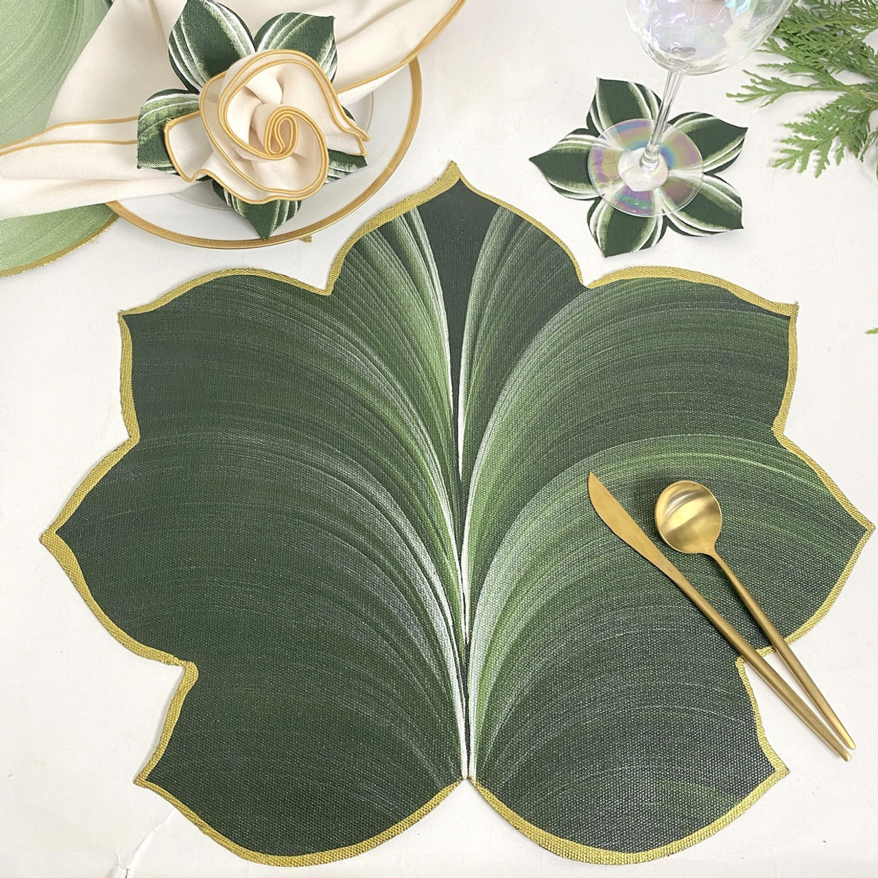 Carole Shiber Designs Interlocking Hemp Leaf Placemats