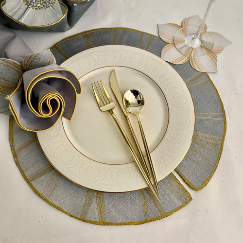 Carole Shiber Designs Lily Pad Placemat Hand-Painted Hemp Linen in Silver/Bronze