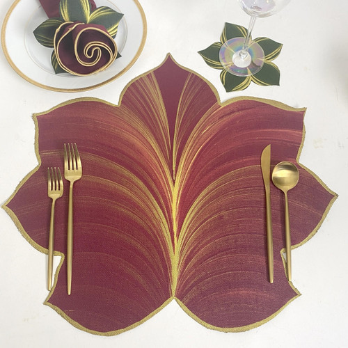 Carole Shiber Designs 7 Point Linen Leaf - Burgundy/Gold and Bronze Carole Shiber Designs 7 Point Linen Leaf - Burgundy/Gold and Bronze