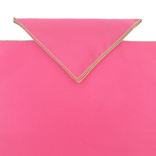 Add a Hot Pink with HoneyDew Trim Napkin, close-up of a folded vibrant pink napkin with a decorative honeydew green trim.
