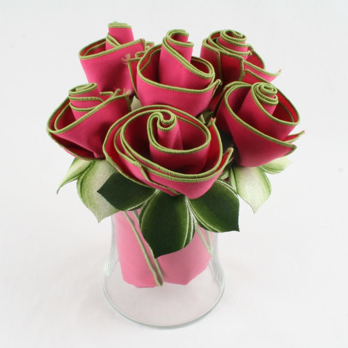 Carole Shiber Designs Deep Pink Rose Napkin Bouquet