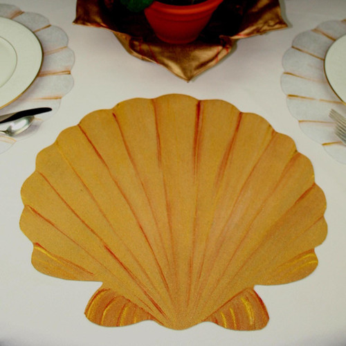Scallop Shell in Gold/Copper, decorative table centerpiece by Carole Shiber Designs.