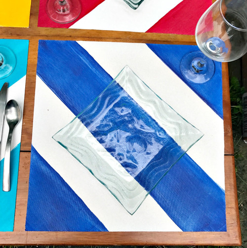Carole Shiber Designs Diagonal Stripes - Blue
