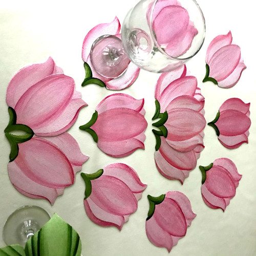 Carole Shiber Designs Tulip Coaster, Hand-painted in Pink