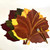 Classic Maple Leaf Collection, set of four assorted decorative leaf-shaped plates with vibrant fall colors and textures, paired with gold-colored fork and knife.