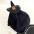 Add a Witches Hat Carole Shiber Designs, black plush cat head with a small pointed black witches hat featuring an orange band and buckle.