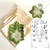Palm Leaf Place-Settings, Set for 4, including cream-colored napkins with palm leaf design and related serving instructions.