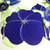 Buttercup Placemat - Dark Blue, a vibrant and artistic dark blue placemat with a white starburst design, laid on a dining table with silverware and glassware.
