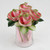 Custom Napkins Builder Carole Shiber Designs, here's one choice: light pink with honeydew stitching swirled in hand-painted linen leafy napkin rings arranged in a bouquet in a clear glass vase.