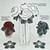 Bouquet Napkin Ring - Black/White Carole Shiber Designs, decorative black and white stitched napkins with rose-shaped design in black, white, and red colors, presented with matching leaf accents.