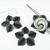 Bouquet Napkin Ring - Black/White Carole Shiber Designs, elegant black and white fabric napkin rings with floral and spiral designs.