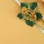 Gold with HoneyDew Trim Napkin Carole Shiber Designs, an elegant napkin with a decorative honey dew green and gold rose ribbon design with matching green and gold leaves.