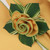 Gold with HoneyDew Trim Napkin Carole Shiber Designs, a decorative napkin with gold and honeydew green trim designed to resemble a rose with green leaves. Gold with HoneyDew Trim Napkin Carole Shiber Designs, a decorative napkin with gold and honeydew green trim designed to resemble a rose with green leaves.
