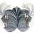 Interlocking Leaf - Grey/Black Carole Shiber Designs, artistic leaf-shaped table decoration with a fork, knife, spoon, and a glass on top.