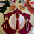 Complete Sweet Leaf Set/4 Carole Shiber Designs, elegant table setting with colorful leaf-shaped placemats and fine dinnerware.