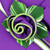 Purple with Honeydew Trim Napkin, close-up of a decorative napkin with a vivid purple base, floral honeydew green trim, and a coiled green decorative element in the center, designed by Carole Shiber Designs.
