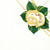 Napkin White/Gold Trim Carole Shiber Designs, an elegant decorative napkin with gold trim designed in a rose shape with green leaves.