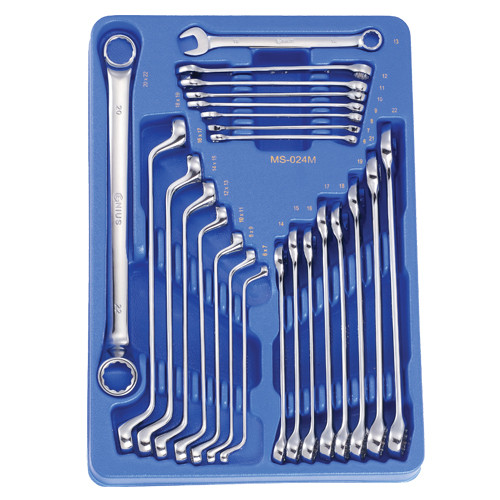 Genius Tools Metric Combination & Box End Wrench 24 Pc Set MS-024M