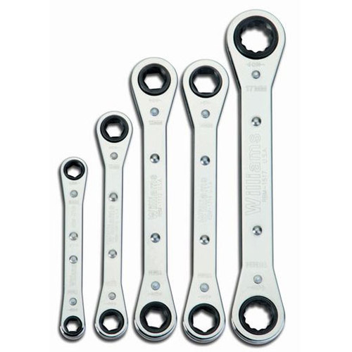 Williams Tools SAE High Polish Double Head Ratcheting Box Wrench Set WS-12