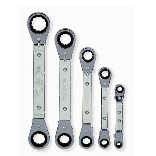 Williams Tools SAE High Polish Double Head 25å¡ Offset Ratcheting Box Wrench Set  WS-5