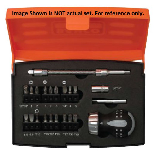 Bahco Tools Stubby Ratcheting Screwdriver Set 18-Pcs 808050S-18