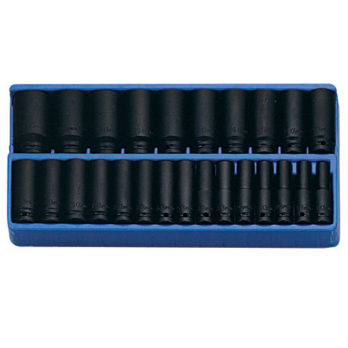 Genius Tools Metric 1/2" Drive Deep Impact 6 Point Socket 25 Pc Set DI-425M