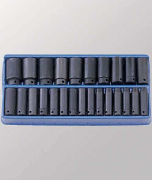 Genius Tools Metric 1/2" Drive Deep Impact 6 Point Socket 25 Pc Set TF-425MD