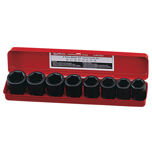 Genius Tools Metric 3/4" Drive Impact 6 Point Socket 8 Pc Set CM-022