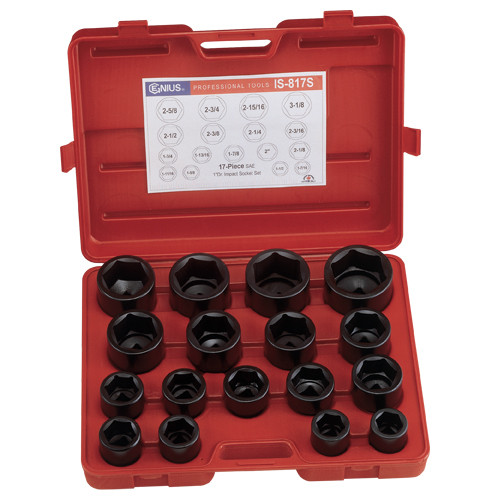 Genius Tools Metric 1" Drive Impact 6 Point Socket 17 Pc Set IS-817M